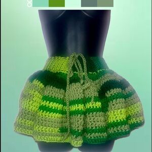 Green Crochet Mini Skirt